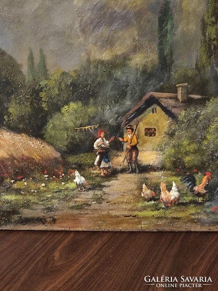 József Szabolcsi tanyi village portrait - oil on canvas painting good price!