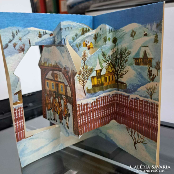 K:153 Karácsonyi  térbeli széinyitható képeslap