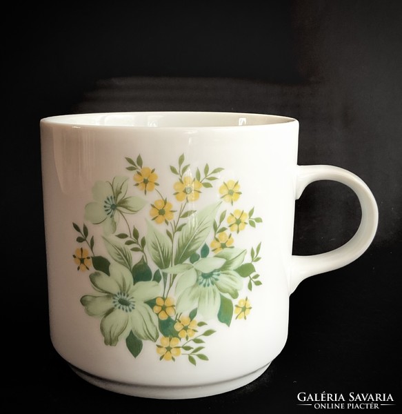 Alföldi green flower bouquet mug, made in-house