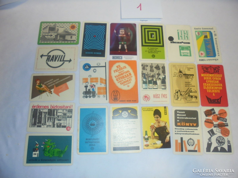 Húsz darab régi kártyanaptár - 1960-as évek - együtt