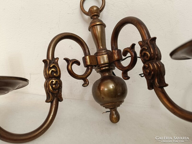 Antique wall arm, patinated copper, 2 two-arm Flemish + 4 new decorative candles and 4 new candle bulbs 329 8045