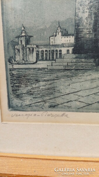 Italian etching, cityscape