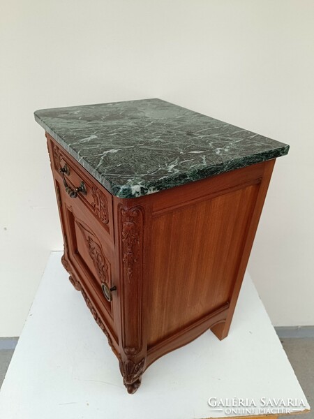 Antique pewter nightstand carved wooden furniture with green marble top 461 8150