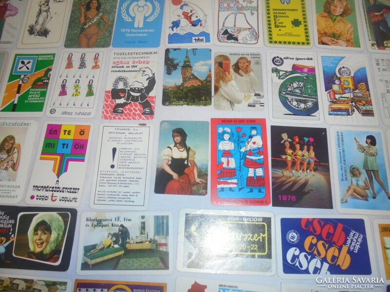 Sixty-nine old card calendars - 1970s - together