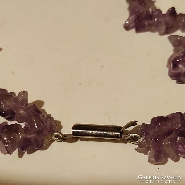 Amethyst/mountain crystal with neck blue bracelet