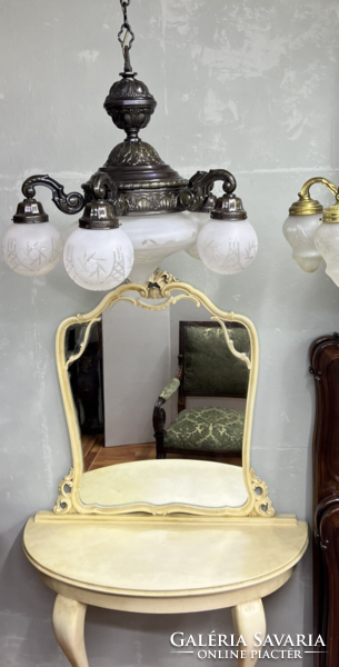 Vintage Provence neobarokk konzolasztal tükörrel