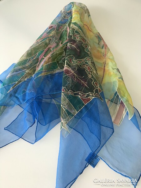 Silk scarf made of breathable material, hand painted, arty's design