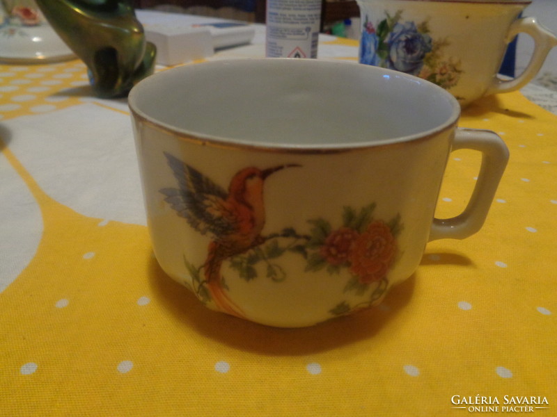 Teás csésze  , cseh MCP  ,  madár motívummal  , 9 x 6 cm + fogó