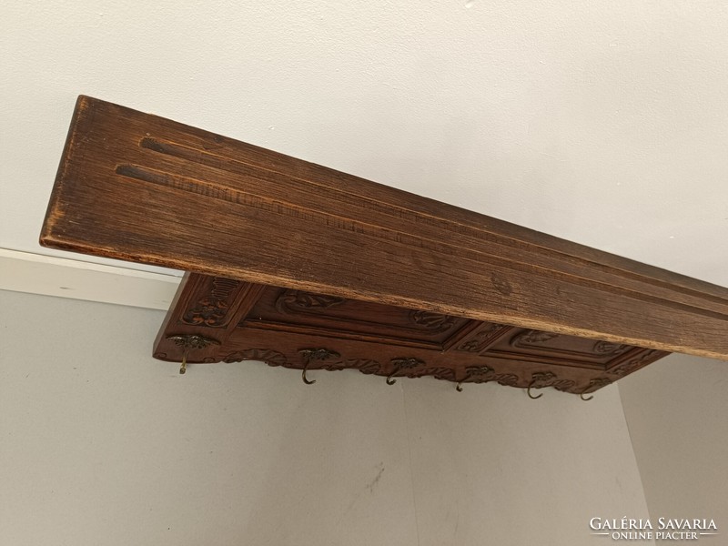 Antique pewter carved hardwood wall clothes hanger hanger 310 8100