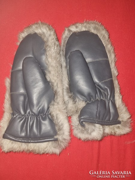 One-finger women's rabbit fur gloves