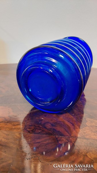 Retro kobalt kék üveg váza,Marita Voigt terve,DDR