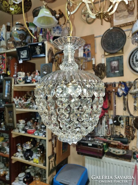 Old renovated crystal basket chandelier