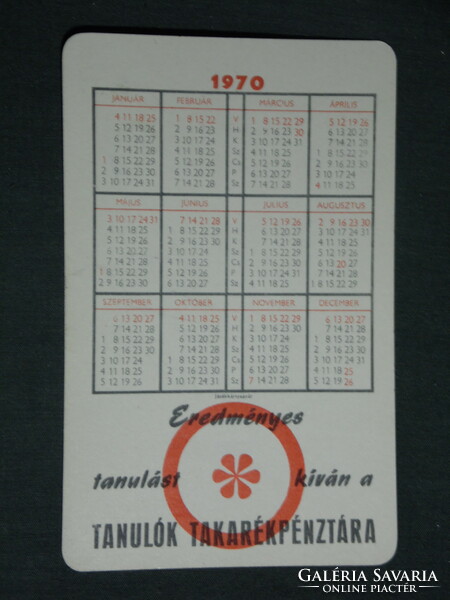 Kártyanaptár, OTP takarékpénztár,grafikai rajzos,humoros, 2 forint, 1970 ,  (1)