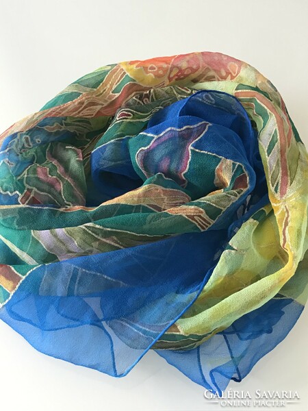 Silk scarf made of breathable material, hand painted, arty's design