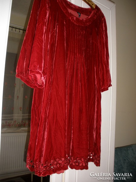 Dark red silk-velvet dress