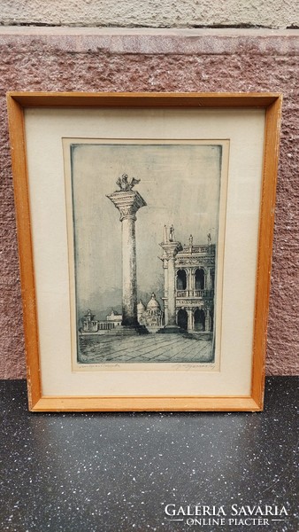 Italian etching, cityscape