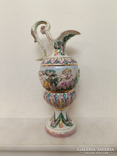 Antik capodimonte Capo di monte dúsan aranyozott sokalakos porcelán boros kancsó 385 8071