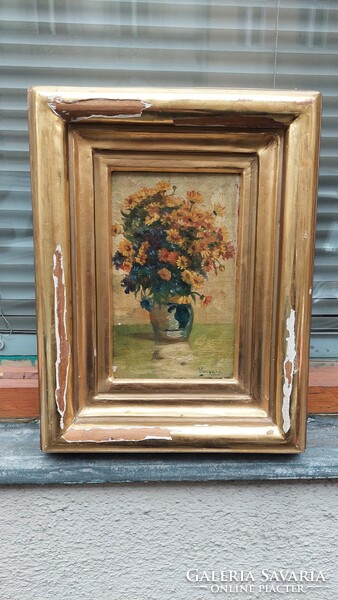 Varga j. Old flower still life painting