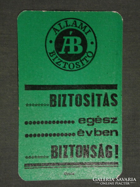 Kártyanaptár, Állami Biztosító, sötét zöld, 1969 ,  (1)