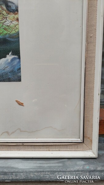 Unger 1976 marked fishermen painting, 64x74 cm