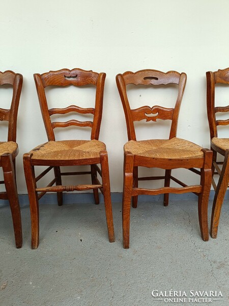 Antique folk peasant furniture 5 pieces wicker wooden chairs 439 8125
