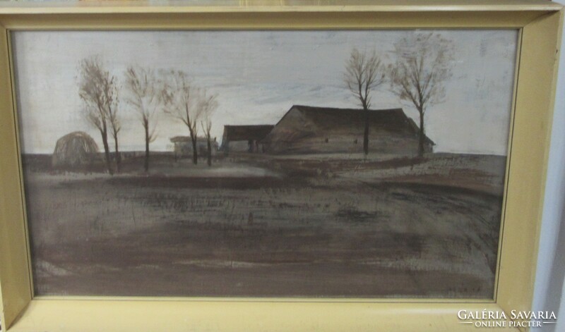 Fejér Csaba 1936 - 2002 , képcsarnokos  olajfestmény tájkép, jelzett, 80 x 51 cm, 74,5 x 45.5 cm