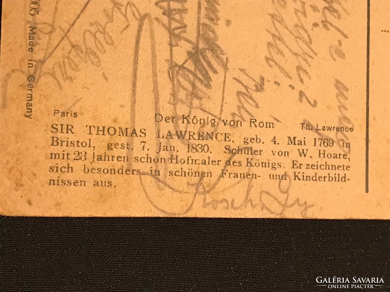 Régi színes képeslap.SIR THOMAS LAWRENCEgeb.4.Mai.1769.