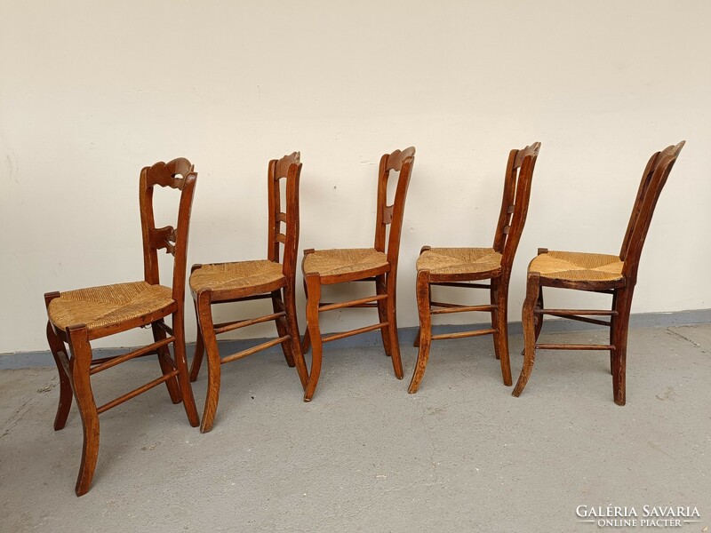 Antique folk peasant furniture 5 pieces wicker wooden chairs 439 8125