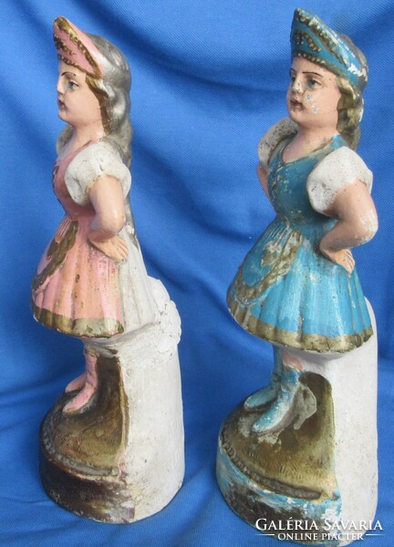 2 old plaster statues from Pécs, sculptor József Farkas from Pécs, 26 cm high