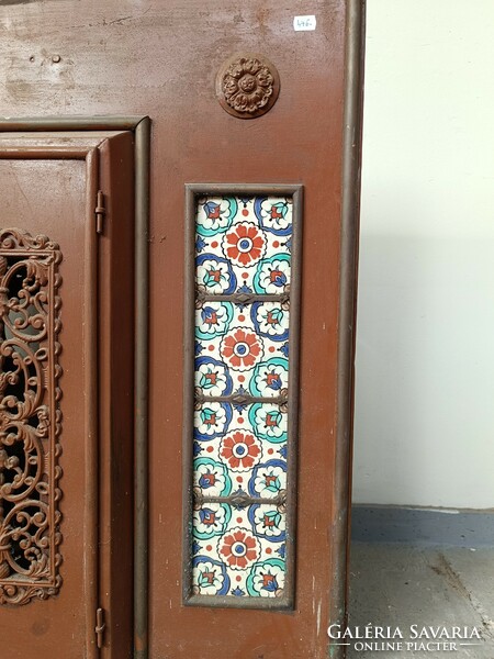 Antique fireplace frame with tile inlay decoration 446 8129