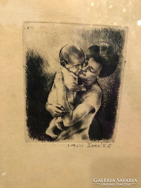 Etching by Terezia Kiss, 24 x 20 cm signed work, framed