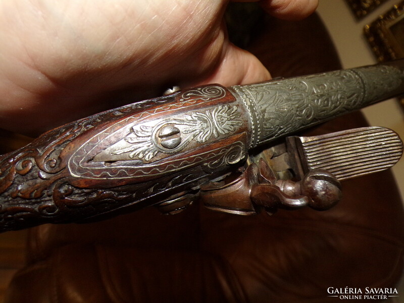 Trombone pistol (rifle) with silver decoration. Turkish work.