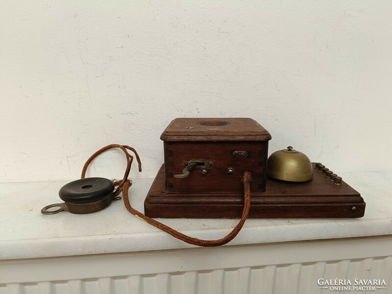 Antique telephone wooden wall telephone device 1890-1910 344 7958