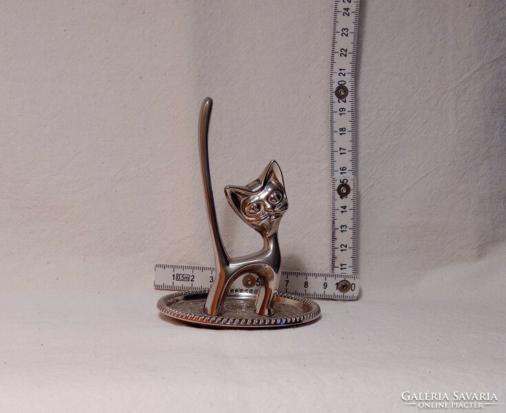 Silver-plated ring holder cat, seba with English mark