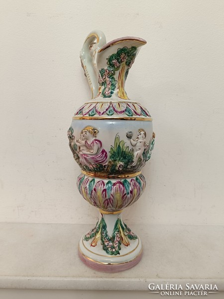 Antik capodimonte Capo di monte dúsan aranyozott sokalakos porcelán boros kancsó 385 8071