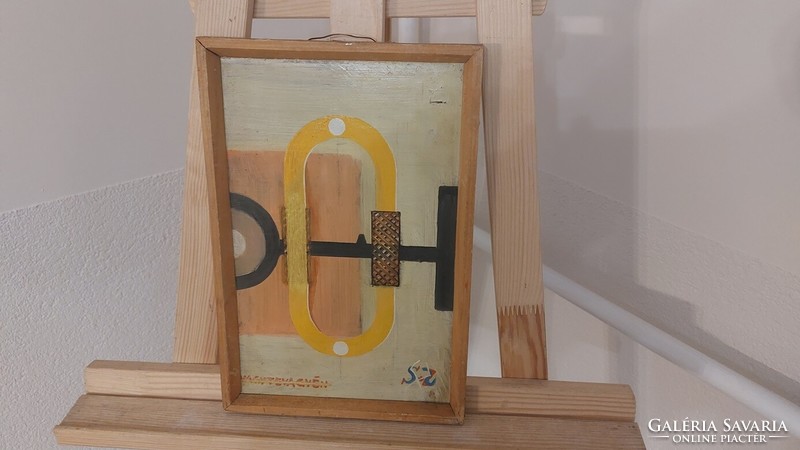 (K) Zoltan Stadler abstract painting 31x21 cm with frame