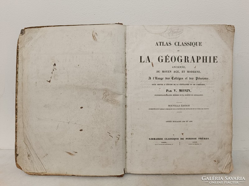 Antique book geographical atlas map 1938 - 39 school year Paris geography 408 8095