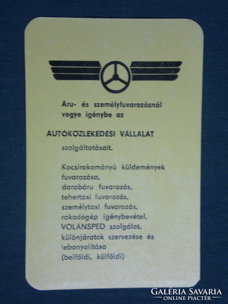 Card calendar, Volán sped transport company, Budapest, taxi, freight taxi, 1969, (1)