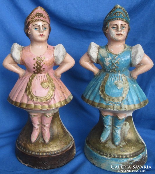 2 old plaster statues from Pécs, sculptor József Farkas from Pécs, 26 cm high