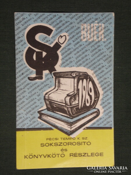Card calendar, Pécs tempo comp., Builder, transporter, repairer, recorder, printer, graphic designer, 1969, (1)