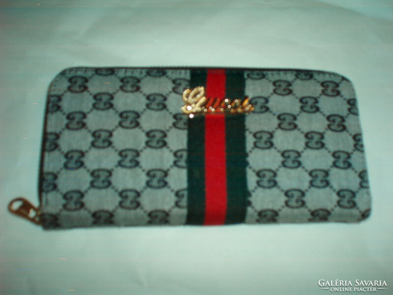 Canvas wallet with Gucci logo