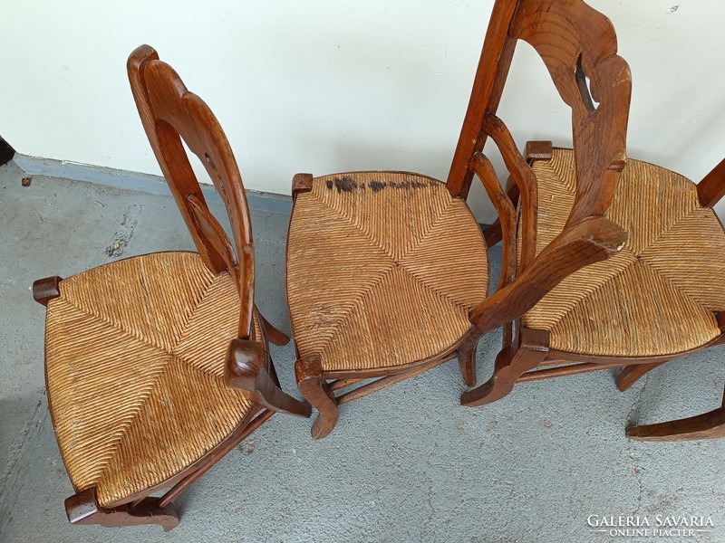 Antique folk peasant furniture 5 pieces wicker wooden chairs 439 8125