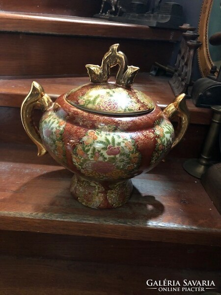 Royal Satsuma japán porcelán váza, XX. század eleje, 40 x 26 cm-es