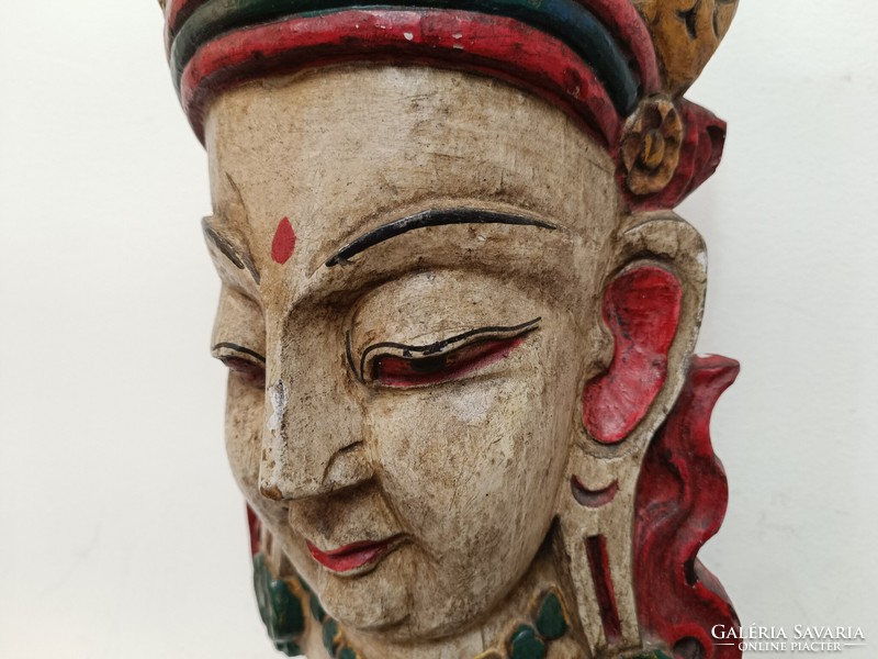 Antique Buddha Buddhist guangin, kuangin patina painted wooden mask on scaffolding 368 8047