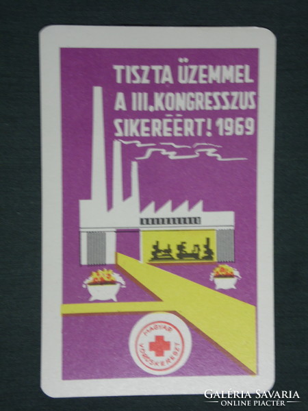Card calendar, Hungarian red cross, graphic, with clean operation in iii. For Congress Success, 1969, (1)