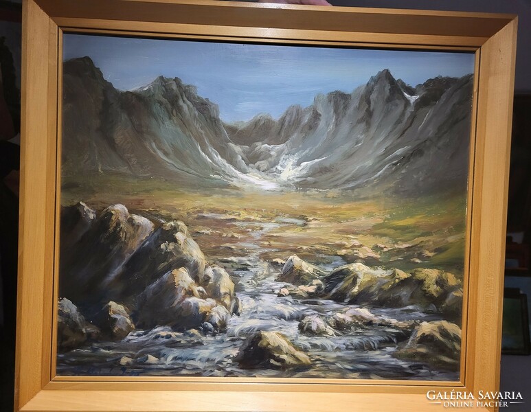 K. Molnár - mountain with stream painting