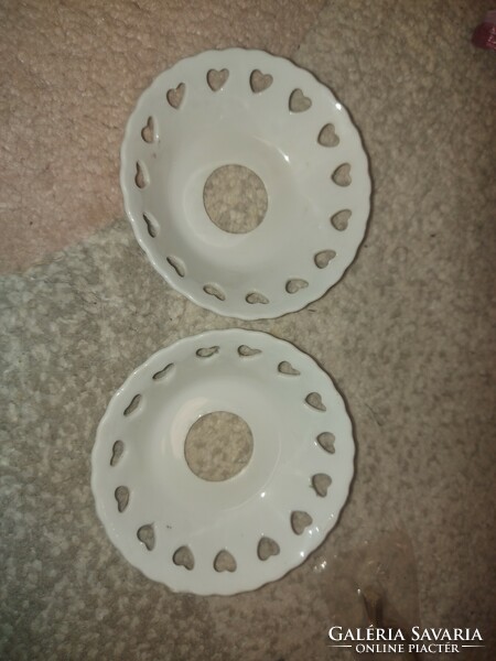 Two pieces of porcelain lamp parts, hand painted, very fine pieces!