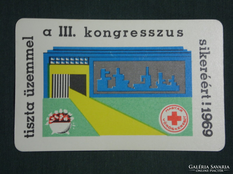 Kártyanaptár,Magyar vöröskereszt,grafikai,tiszta üzemmel a III. kongresszus sikeréért, 1969 ,  (1)