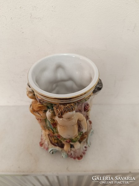 Antik capodimonte Capo di monte aranyozott sokalakos porcelán váza négy évszak motívum 384 8072
