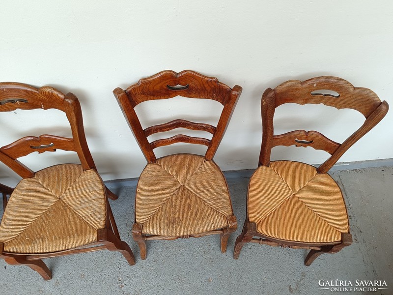 Antique folk peasant furniture 5 pieces wicker wooden chairs 439 8125